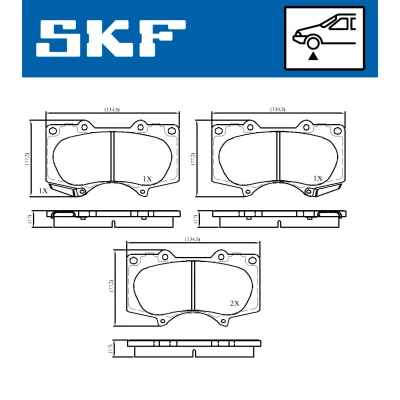 Bilde av SKF VKBP 80135 A Bremseklosser med akustisk slitasjevarsel TOYOTA: Land Cruiser Prado 120, 150, HILUX 3 Pick up
