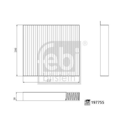 Bilde av FEBI BILSTEIN 197755 Kupéfilter Karbonfilter 217mm 200mm 30mm