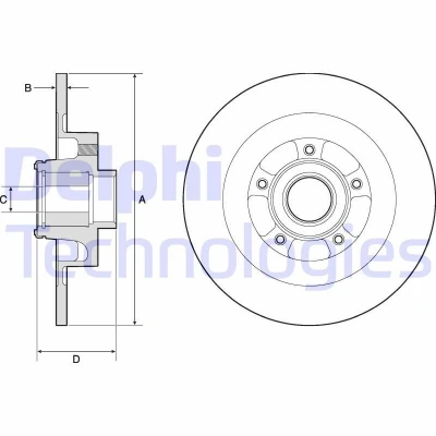 Bilde av DELPHI BG9134RS Bremseskiver 290 11 5 fullt ut oljet ubehandlet med hjullager, ABS senorring RENAULT: Talisman Grandtour, Sedan