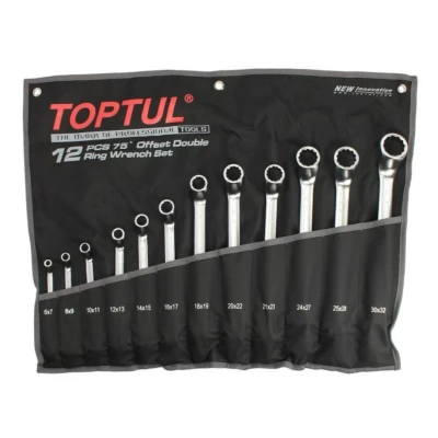 Bilde av TOPTUL GPAI1202 Dobbelthodet ringnøkkelsett 6х7, 8х9, 10х11, 12х13, 14х15, 16х17, 18х19, 20х22, 21х23, 24х27, 25х28, 30х32 Krom vanadium stål