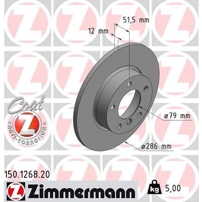 Bilde av ZIMMERMANN COAT Z 150.1268.20 Bremseskiver 286 12 6/5 5 120 fullt ut belagt BMW: 3 Coupé, Sedan, Cabrio