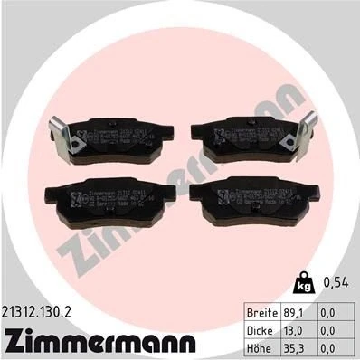 Bilde av ZIMMERMANN 21312.130.2 Bremseklosser med akustisk slitasjevarsel Bildet viser leveranseinnholdet HONDA: CIVIC 4 Hatchback