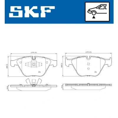 Bilde av SKF VKBP 80159 Bremseklosser klargjort for slitasjeindikator
