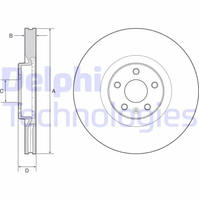 Bilde av DELPHI BG9231C Bremseskiver 345 30 5 ventilert belagt høy karbon uten hjullager, ABS sensorring VOLVO: V90 II Stasjonsvogn, XC90 II, XC60