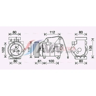 Bilde av Kompressor, klimaanlegg 12V mazda 2 OE D65161450G, D65161450H, D65161K00