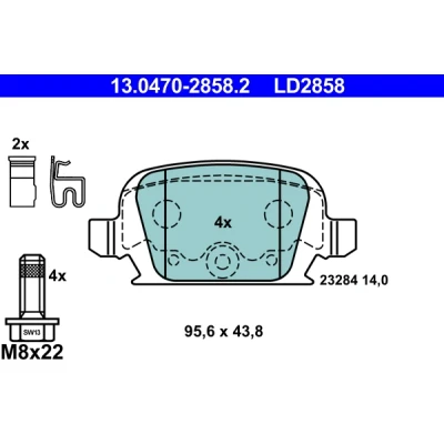 Bilde av ATE Ceramic 13.0470 2858.2 Bremseklosser med akustisk slitasjevarsel bremsecaliperskruer OPEL: Corsa C Hatchback