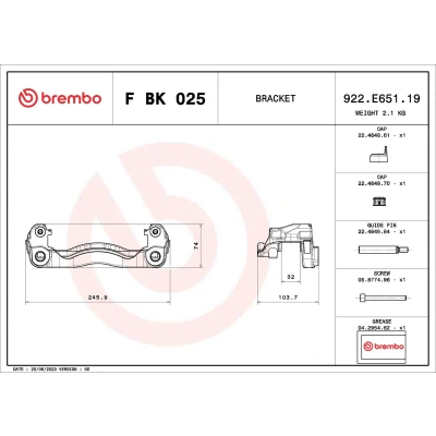 Bilde av BREMBO F BK 025 Bremsecaliper holder sett