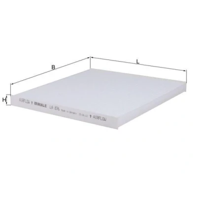 Bilde av MAHLE ORIGINAL LA 876 Kupéfilter Partikkelfilter 226,0 253 20,0 HYUNDAI: Sonata VII, Santa FE 3, Grand Fé, KIA: Optima / K5 Sportswagon