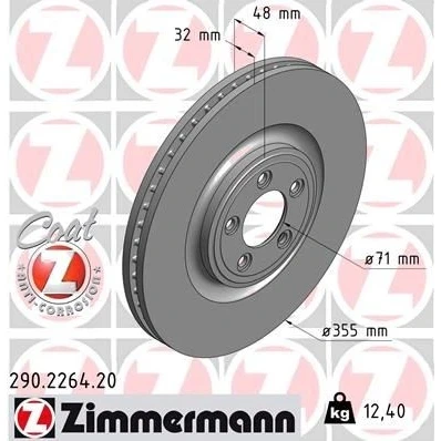 Bilde av ZIMMERMANN COAT Z 290.2264.20 Bremseskiver 355 32 5/5 5 108 innvendig ventilert belagt høy karbon JAGUAR: XF Sedan, XJ F Type Cabrio