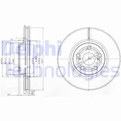 Bilde av DELPHI BG3913 Bremseskiver 277 26 5 ventilert oljet ubehandlet uten hjullager, ABS sensorring TOYOTA: Avensis II Station Wagon, Sedan