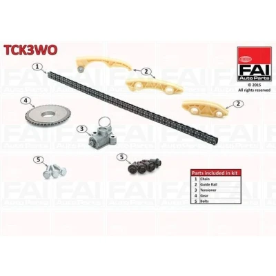 Bilde av FAI AutoParts TCK3WO Registerkjedesett uten tetning, tannhjul simplex, Boltkjede