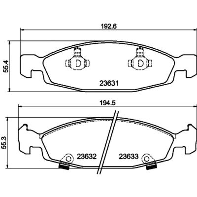Bilde av HELLA 8DB 355 009 881 Bremseklosser med akustisk slitasjevarsel JEEP: GRAND Cherokee 2, II
