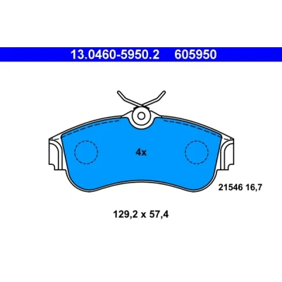 Bilde av ATE 13.0460 5950.2 Bremseklosser ekskl. slitasjevarselkontakt NISSAN: Almera II Hatchback, Primera Hatchback
