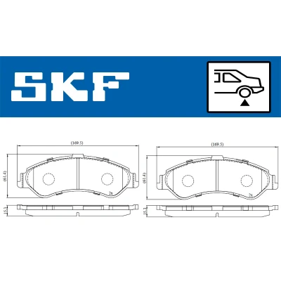 Bilde av SKF VKBP 90221 Bremseklosser ikke klargjort for slitasjeindikator AUDI: A6 C6 Avant, A8 D3, Allroad, VOLKSWAGEN: Transporter 5, Multivan 5 (7HM