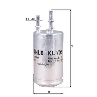 Bilde av MAHLE ORIGINAL KL 705 Drivstoffilter ledningsfilter 8 7,9 VOLVO: V70 3, V60 I, XC70 II Stasjonsvogn