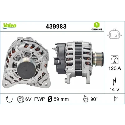 Bilde av VALEO 439983 Dynamo 14V 120A RENAULT: Kangoo II Express