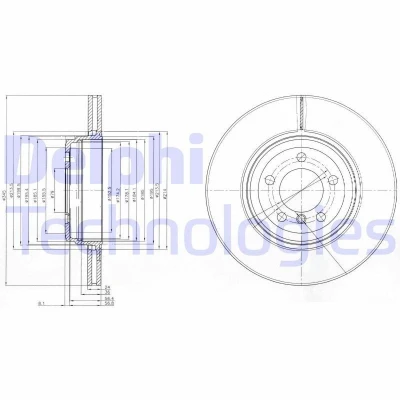 Bilde av DELPHI BG9789 Bremseskiver 345 24 5 ventilert oljet ubehandlet uten hjullager, ABS sensorring BMW: 7