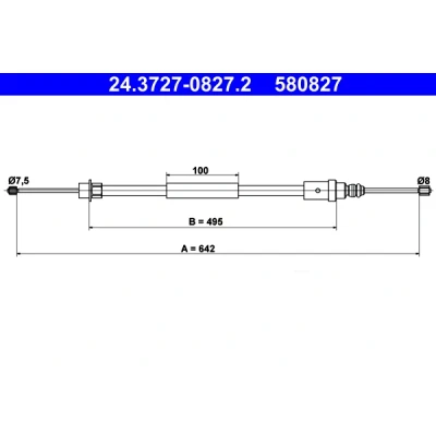 Bilde av ATE 24.3727 0827.2 Bremsekabel 642 PEUGEOT: 406 Stasjonsvogn, Sedan