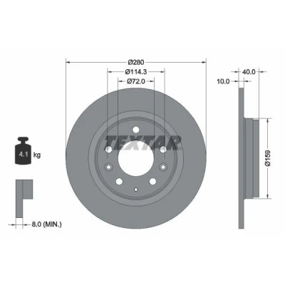 Bilde av TEXTAR PRO 92125603 Bremseskiver 280 10 05/08 114,3 fullt ut belagt uten hjulfestebolt, hjulnav MAZDA: 6 Stasjonsvogn, Hatchback, Sedan