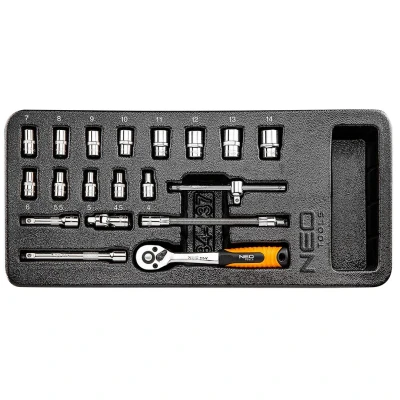 Bilde av NEO TOOLS 84 237 Verktøymodul 19 4,4.5,5,5.5,6,7,8, 9,10,11,12,13,14 mm Krom vanadium stål sekskant 1/4