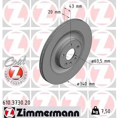 Bilde av ZIMMERMANN COAT Z 610.3730.20 Bremseskiver 340 20 6/5 5 108 innvendig ventilert belagt VOLVO: XC90 II