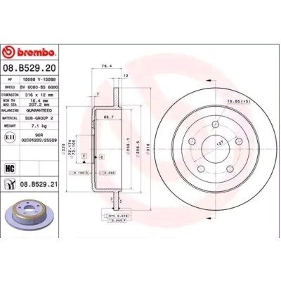 Bilde av BREMBO COATED DISC LINE 08.B529.21 Bremseskiver 316 12 5 fullt ut belagt høy karbon JEEP: WRANGLER 3
