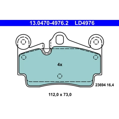 Bilde av ATE Ceramic 13.0470 4976.2 Bremseklosser klargjort for slitasjeindikator, ekskl. slitasjevarselkontakt AUDI: Q7, PORSCHE: Cayenne