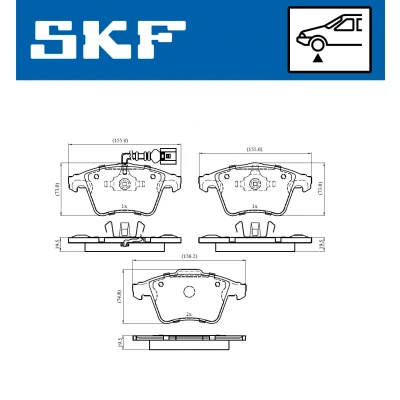 Bilde av SKF VKBP 80589 E Bremseklosser inkl. slitasjevarselkontakt VOLKSWAGEN: Transporter 5