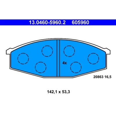 Bilde av ATE 13.0460 5960.2 Bremseklosser ikke klargjort for slitasjeindikator, ekskl. slitasjevarselkontakt NISSAN: Patrol GR 5 SUV, 4 SUV