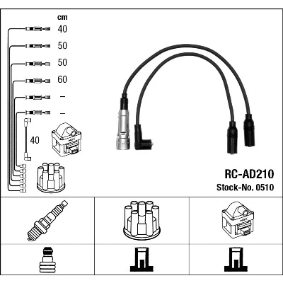 Bilde av NGK 0510 Pluggledninger 5 AUDI: 80 B4 Sedan