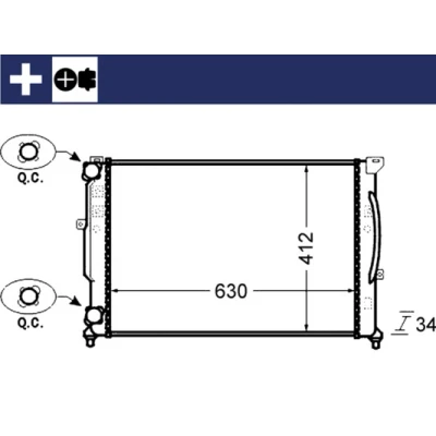 Bilde av MAHLE ORIGINAL CR 1423 000S Radiator 632 415 34 med skruer Kjøleribber satt sammen mekanisk VOLKSWAGEN: Passat B5 GP Stasjonsvogn, Sedan