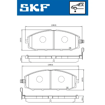 Bilde av SKF VKBP 80509 A Bremseklosser med akustisk slitasjevarsel NISSAN: Patrol GR 5 SUV