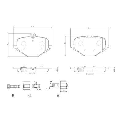 Bilde av BREMBO P 65 052 Bremseklosser klargjort for slitasjeindikator med antihyle blikk uten tilbehør PORSCHE: 911 Coupé