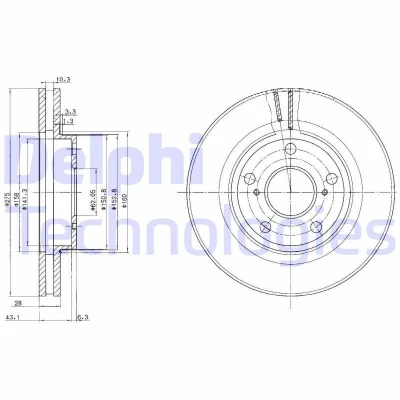Bilde av DELPHI BG2782 Bremseskiver 275 28 5 ventilert oljet ubehandlet uten hjullager, ABS sensorring TOYOTA: Camry IV Sedan, Previa / Estima II