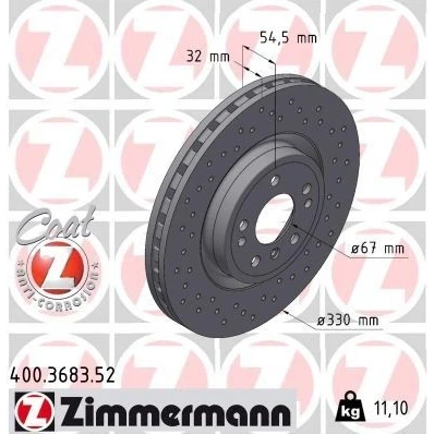 Bilde av ZIMMERMANN SPORT COAT Z 400.3683.52 Bremseskiver 330 32 8/5 5 112 innvendig ventilert, hullet belagt høy karbon MERCEDES BENZ: ML Klasse, GLE SUV