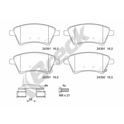 Bilde av BRECK 24391 00 701 Bremseklosser med akustisk slitasjevarsel antihyle blikk tilbehør SUZUKI: SX4 I Hatchback