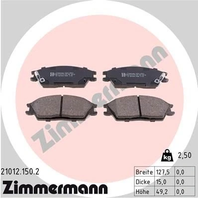 Bilde av ZIMMERMANN 21012.150.2 Bremseklosser med akustisk slitasjevarsel Bildet viser leveranseinnholdet HYUNDAI: Getz, ACCENT 2, 1