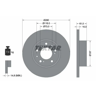 Bilde av TEXTAR 92042900 Bremseskiver 290 16 05/10 118 fullt ut uten hjullager, hjulfestebolt, hjulnav FIAT: Ducato I Flatvogn lastebil/Chassis