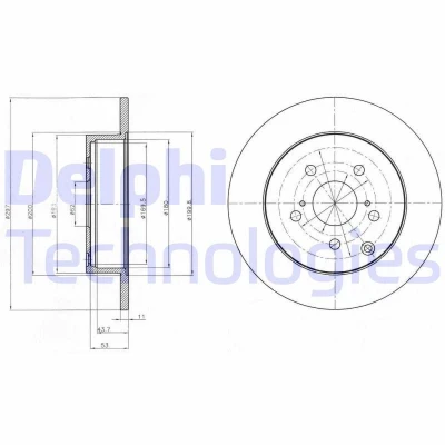 Bilde av DELPHI BG4291 Bremseskiver 297 11 5 fullt ut oljet ubehandlet uten hjullager, ABS sensorring TOYOTA: Verso