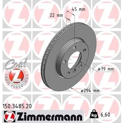 Bilde av ZIMMERMANN COAT Z 150.3485.20 Bremseskiver 294 22 6/5 5 120 innvendig ventilert belagt høy karbon MINI: Countryman