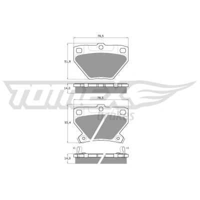 Bilde av TOMEX brakes TX 13 77 Bremseklosser bakaksel med akustisk slitasjevarsel TOYOTA: Corolla IX Hatchback, Station Wagon, Prius II Liftback