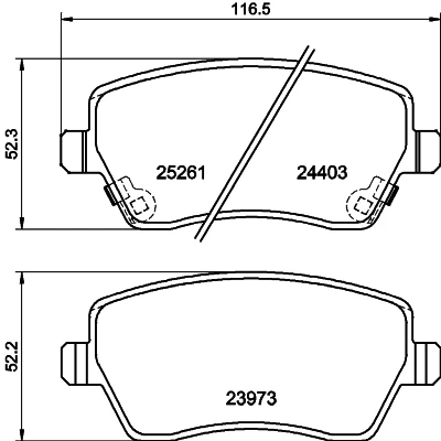 Bilde av HELLA 8DB 355 015 981 Bremseklosser med akustisk slitasjevarsel NISSAN: MICRA 4, Note II Hatchback, 5