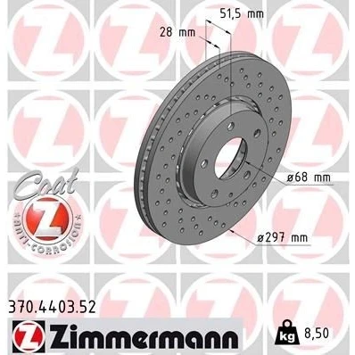 Bilde av ZIMMERMANN 370.4403.52 Bremseskiver 297 28 6/5 5 114 utvendig ventilert, hullet belagt MAZDA: CX I, II