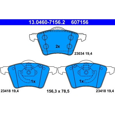 Bilde av ATE 13.0460 7156.2 Bremseklosser ikke klargjort for slitasjeindikator, ekskl. slitasjevarselkontakt FORD: Galaxy Mk1 MPV