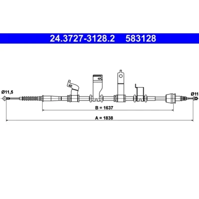 Bilde av ATE 24.3727 3128.2 Bremsekabel 1838 HYUNDAI: ix20