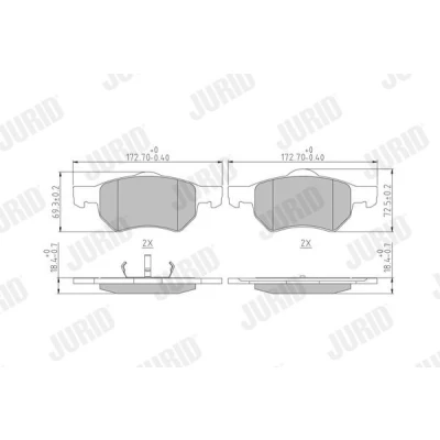 Bilde av JURID 572509J Bremseklosser ikke klargjort for slitasjeindikator med kolbleklips uten tilbehør CHRYSLER: Voyager 4, / Grand 3