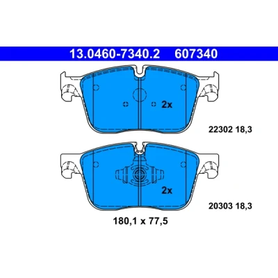 Bilde av ATE 13.0460 7340.2 Bremseklosser klargjort for slitasjeindikator, ekskl. slitasjevarselkontakt JAGUAR: F Pace, XF Sedan, LAND ROVER: Range Rover Velar