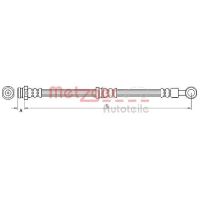 Bilde av METZGER 4110745 Bremseslange 582 MITSUBISHI: Outlander 2 SUV, PEUGEOT: 4007, CITROËN: C Crosser SUV