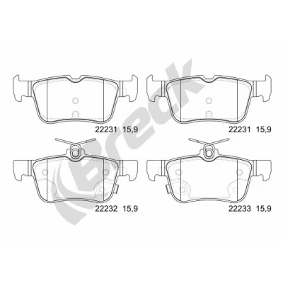 Bilde av BRECK 22231 00 702 Bremseklosser med akustisk slitasjevarsel tilbehør FORD: Mondeo 5 Kombi, S Max Mk2,