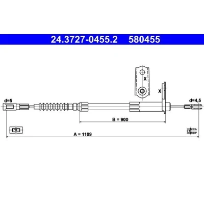 Bilde av ATE 24.3727 0455.2 Bremsekabel 1109